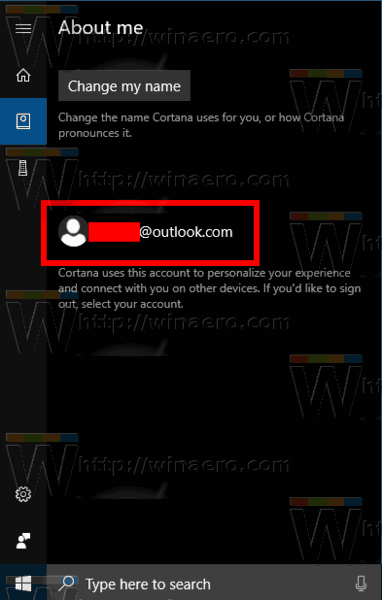 Учетная запись Windows 10 Cortana Mirosoft