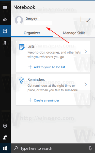 Windows 10 Cortana, ваше имя пользователя