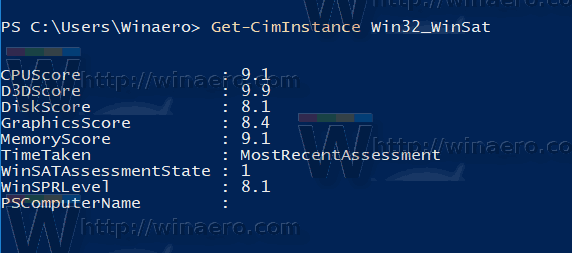Windows 10 WEI PowerShell Correct Values