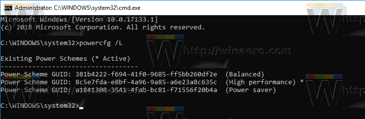 Windows 10 Powercfg List Power Plans