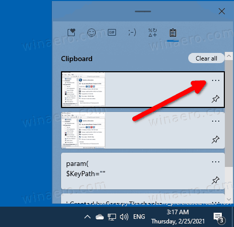 Windows 10 Inividual Clipboard History Item