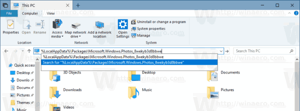 Windows 10 Photos App Folder Path