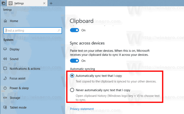 Автоматическая синхронизация буфера обмена Windows 10