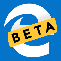 Значок Microsoft Edge с текстом «БЕТА» поперек него.