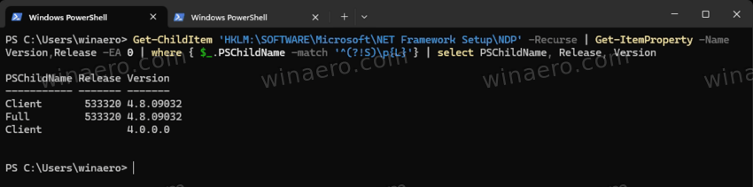 Find Installed .NET Version With PowerShell