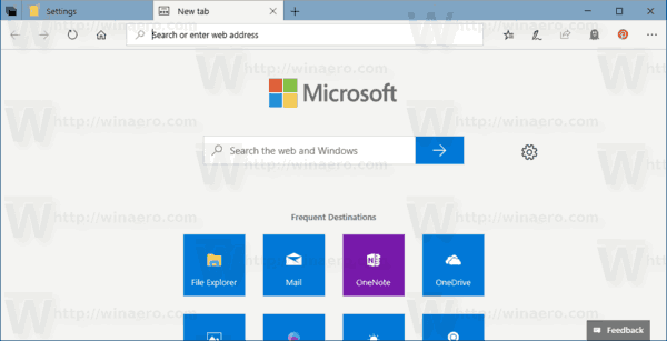 Open New Tab Page Windows 10