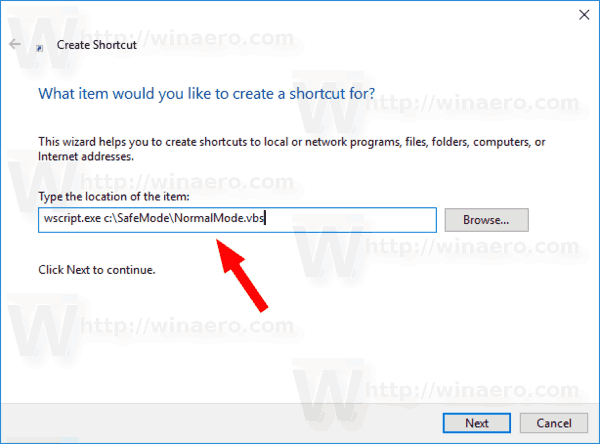 Windows 10 Create Shortcut For Normal Mode