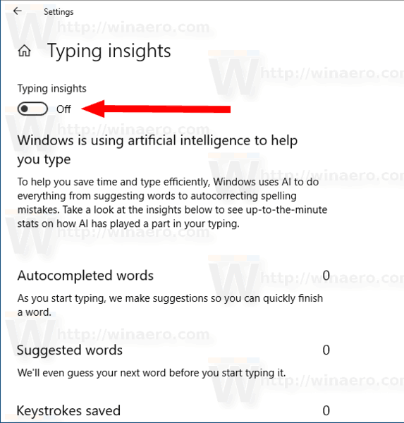 Windows 10 Disable Typing Insights