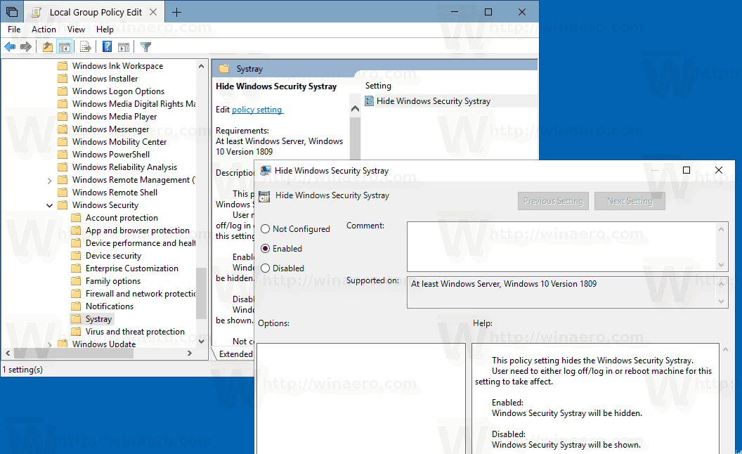 Windows Security Disable Tray Icon 