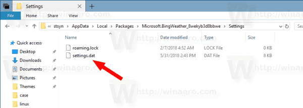 Backup Weather App Settings Windows 10