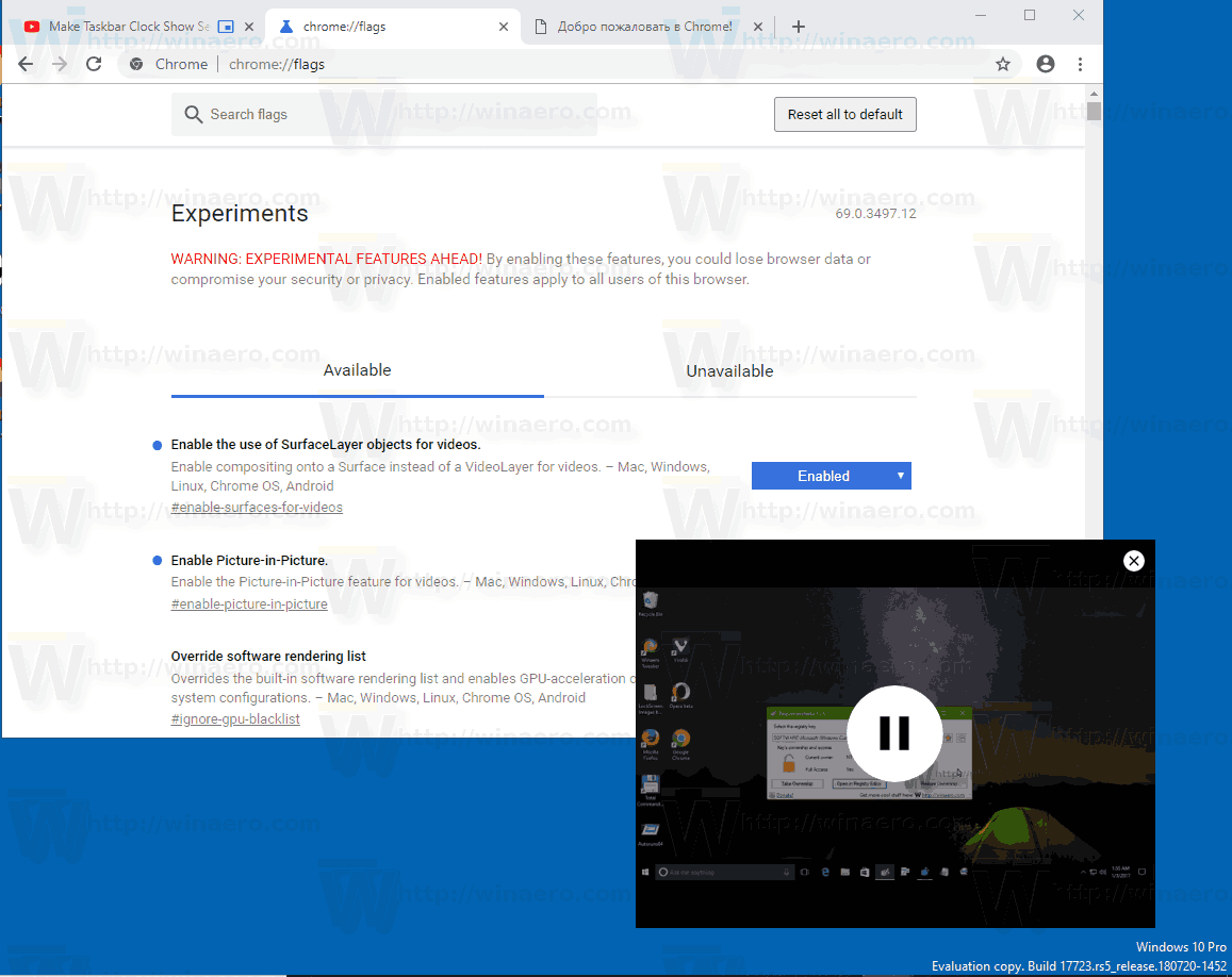 Google Chrome Picture In Picture Controls 