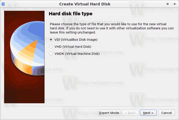 VirtualBox Machine Disk Type