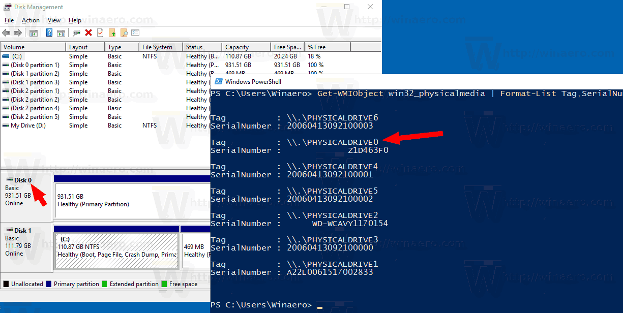 WIndows 10 Find Hdd Serial Number Powershell 