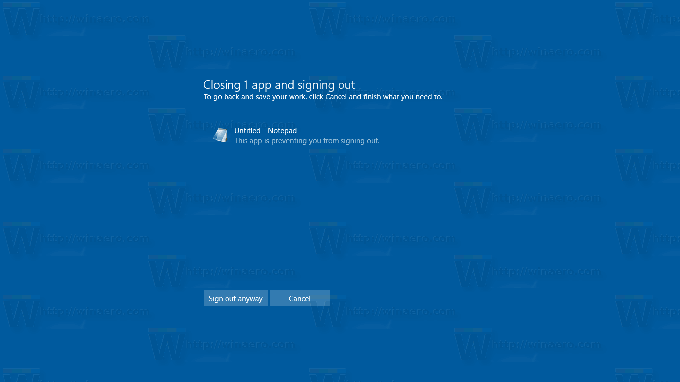 Windows 10 AutoEndTasks Закрыть подсказку приложений 1