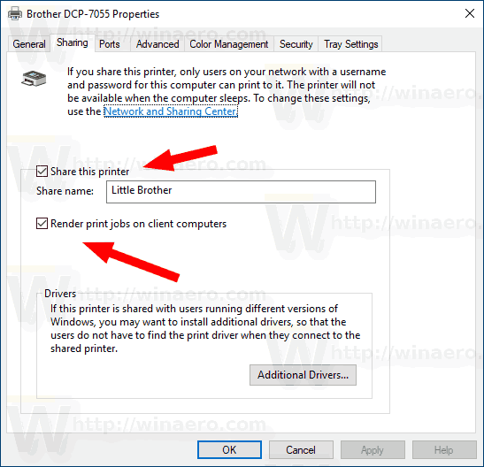 Windows 10 Включить общий доступ к принтеру