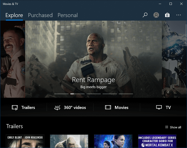 Windows 10 Movies And TV Dark Theme