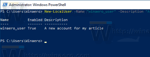 Windows 10 PowerShell Создание учетной записи пользователя