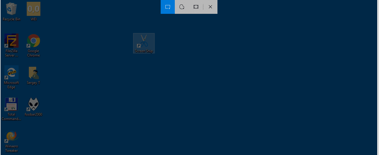 Ярлык Windows 10 Screen Snip