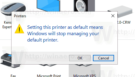 set default printer windows 10