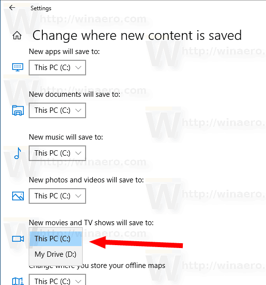 Change Download Location For Movies Tv In Windows 10