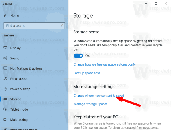 Windows 10 Settings Storage Settings