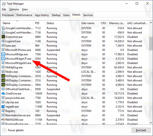 Microsoft Edge Preloader Process