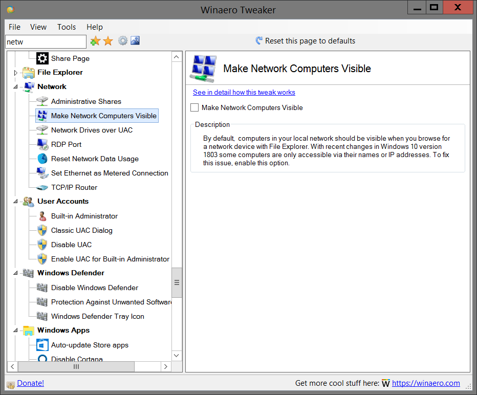 networking windows 10 1803