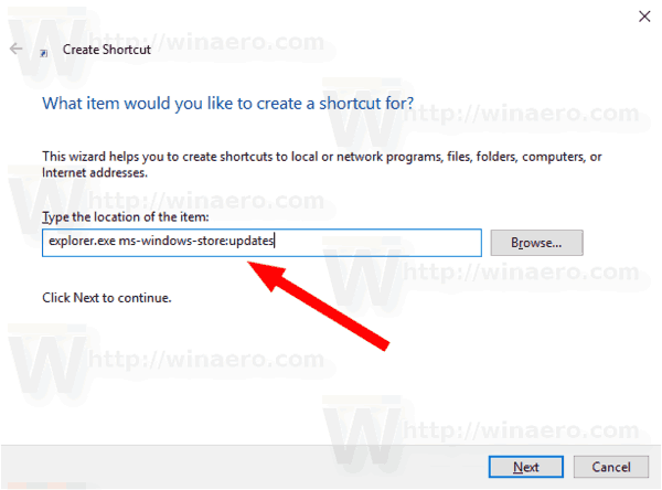 Windows 10 Создать ярлык для проверки обновлений в магазине