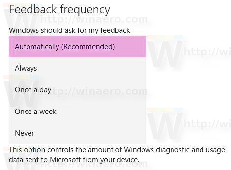 Windows 10 Feedback Frequency