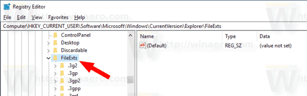 Windows 10 FileExts Key