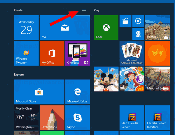 Windows 10 Move Tile Group 1