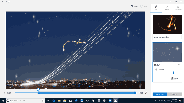 Время эффекта фотографий Windows 10
