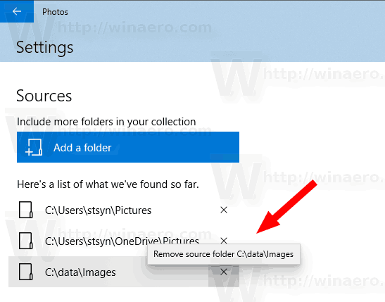 Windows 10 Photos Remove Folder 