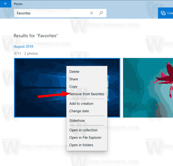 Windows 10 Photos Remove From Favorites 1