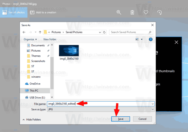Windows 10 Photos Resize Save