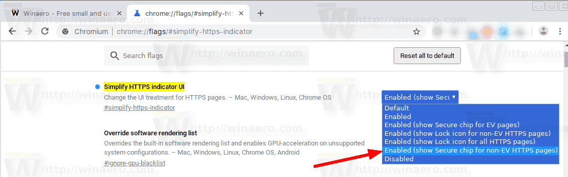Chrome 69 Включить защищенный текст для HTTPS