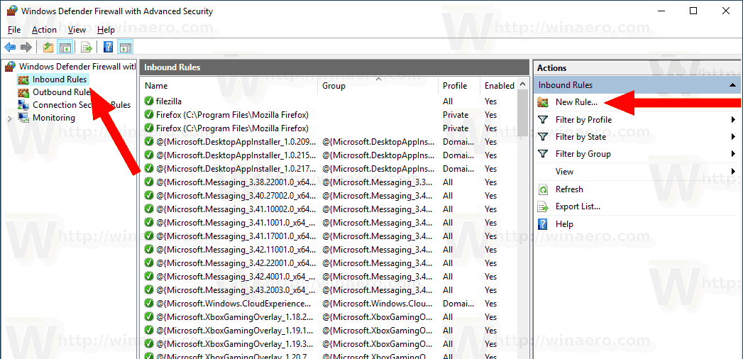 Программа брандмауэра Windows проверяет открытые порты