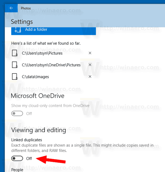 Windows 10 Disable Linked Duplicates