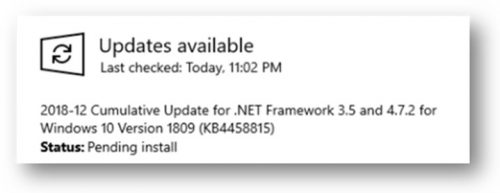 Накопительное обновление Windows 10 Net Framework