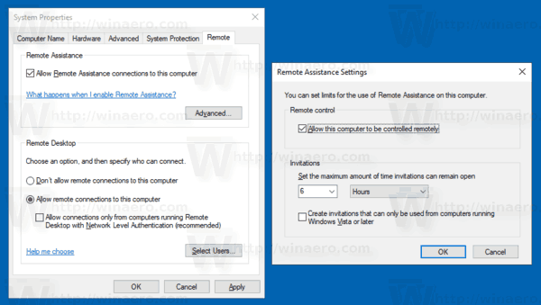 Windows 10 Remote Assistance Advanced Options