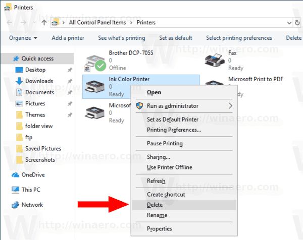 Windows 10 Remove Printer With Printers Folder