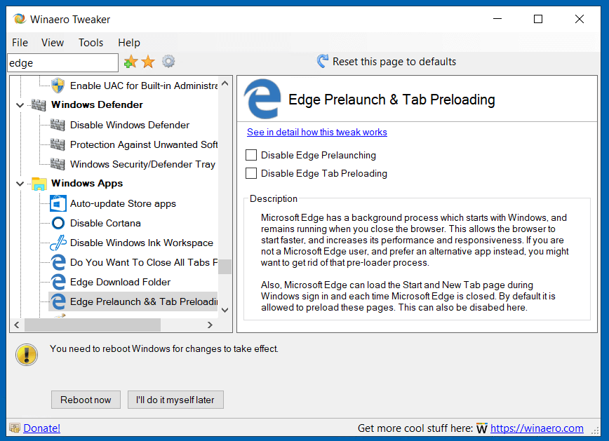 Windows sing. Winaero Tweaker. Winaero Tweaker как пользоваться. Edge Tweaker. Microsoft Edge update disable.