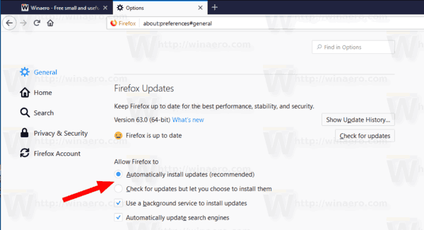 how to stop firefox update