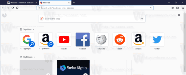 Firefox 63 Search Shortcuts