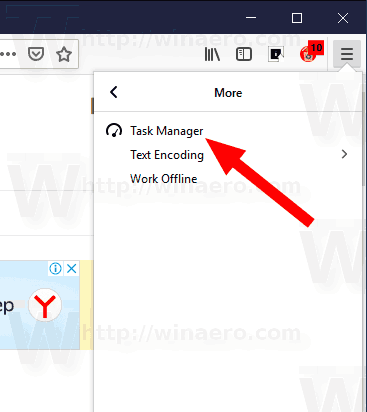 Firefox Task Manager Menu