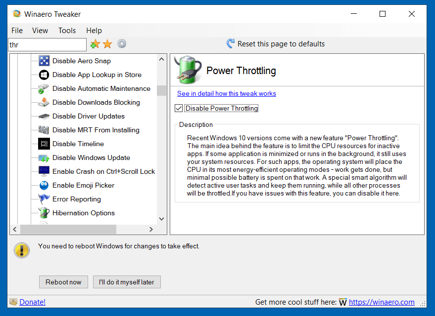 Power Throttling Tweaker 0.12