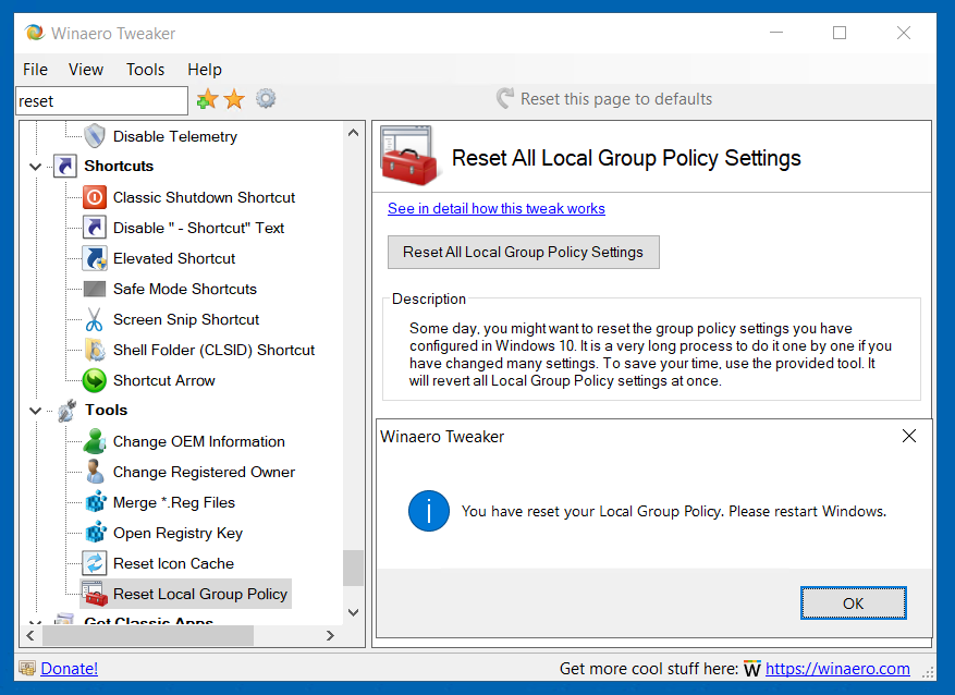 Reset Group Policy Tweaker 12