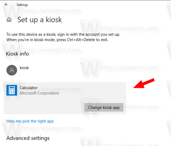 Windows 10 Change Kiosk App Button
