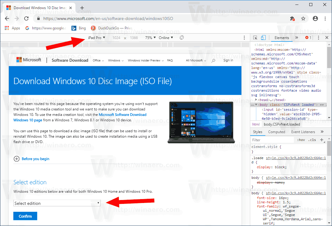 Windows 10 Download ISO Image Directly 