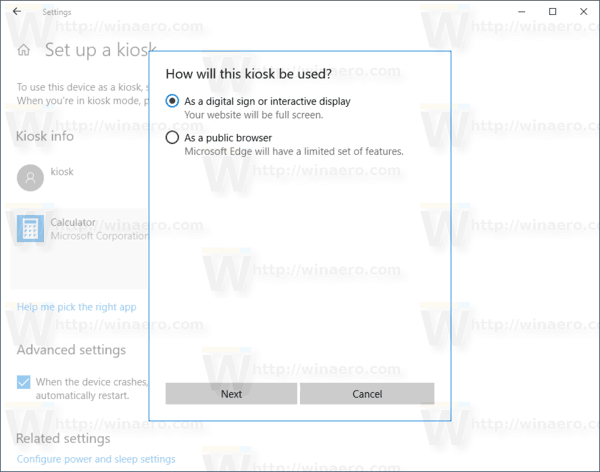 Windows 10 Edge для киоска